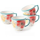 Vintage Bloom 4 Piece Stoneware Coffee Mug Set Dishwasher Microwave Safe