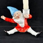 Vtg Germany Figure Gnome Pixie Elf Christmas 2x3  Ceramic Candleholder 2 Avail