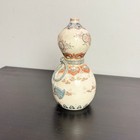 Vintage Japanese Satsuma Double Gourd Vase Moriage Rope Tassel Earthenware 8 25 