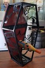 Custom Hand Crafted Coffin Shaped Iron   Wood Wine Rack Display - Signed