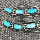 Pair Of Native American Sterling Silver Turquoise Zuni Hair Barrette Nastacio