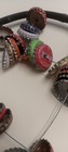 Vintage Folk Art Carved Wood Tambourine W  Old Coke Bottle  Fanta  Beer Caps 9 