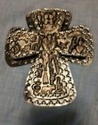 Vintage Mexican Folk Art Milagros Tin Cross 6 25  X 7 25  