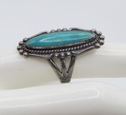 Vintage Sterling Silver Turquoise Ring Navajo Style Split Shank Size 7