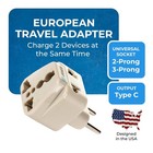 Orei Usa To Europe  Turkey  Spain   More  type C  Travel Adapter Plug - 2 In    