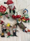 Vintage Elf Gnome Pixie Christmas Japan Ornament Lot Of 14 Mushrooms Figures