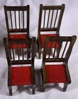 Vintage Concord Dark Wooden Dining Room Table 4 Red Chairs Dollhouse Mahogany 