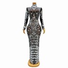 Mirror Sequins Formal Full Wrap Evening  Drag Queen Club Party Sexy Costume