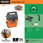 Ridgid 3 Gal 3 5 Hp Handheld Wet dry Vac With Dust Pan   Car Nozzle