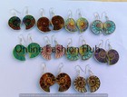 925 Sterling Silver Palted Multi Ammonite Gemstone Spiral Earings Antique Lot