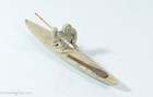 Beautiful Eskimo Carving Of Spear Fisher In Kayak By Chuck Poupart  Lovely 