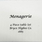 Bryce Higbee Co Menagerie Glass Childrens Table Set 1885 Owl Fish Turtle Bear