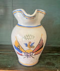 Rare Antique French Faience Wwi Patriotic Small Pitcher
