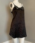Vintage Fredericks Of Hollywood Black Satin   Lace Floral Nightie Size S Chemise