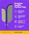 Lookourway Feather Flag Set 5ft Checkered Black And White With Pole Kit X-stand