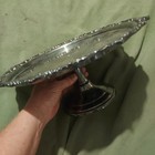Vintage Silverplate Pedestal Cake Stand  Scrolls Flowers  Silver Over Copper