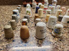 Thimbles Lot Of 43 Bone China Porcelain Wood Metal Plastic W Wall Wood Display