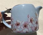 Blue Pink White Floral Ceramic Teapot W  Lid   Stainless Steel Infuser