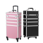 Aluminum 4 In 1 Rolling Makeup Case Train Salon Cosmetic Trolley Organizer Box