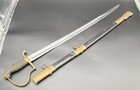 Rare Artillery Officer Sword 1872 Minty Shape Leather Scabbard Etched Blade 