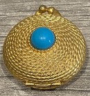 Vintage Estee Lauder 1968 Youth Dew Solid Perfume Compact Turquoise Stone