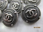 Lot Of Eight  20 Mm Designer Cc Button Dark Silver Tone Chanel 8 Buttons
