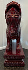 Chinese Burmese Rosewood Carved Foo  fu  Dog Lion - With Stand And Case