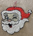 Vintage Plastic Popcorn Winking Santa Hanging Christmas Wall   Door Decoration