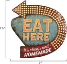 Retro Diner Kitchen Sign Plaque   eat Here  Vintage Old Fashioned Tin Wall Art