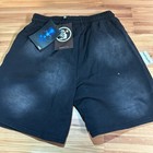 Hellstar Men s Black Sweat Shorts Green Flame Drawstring Elastic Waist S New