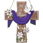 Easter Door Sign He Is Risen Hanging Decor Religious Cross Sign Easter