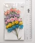Pastel Mini Roses On Stems Paper Flowers Scrapbook Embellishments Recollections