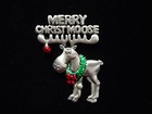  jj  Jonette Jewelry Silver Pewter  merry Christ Moose  Pin   Christmas Joy