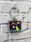 Vintage Florida Souvenir Keychain Tag Sailboat Sunset Neon Plastic Square 