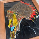 Vintage Indian Framed Art Work 3d Chief  13x11 Headdress