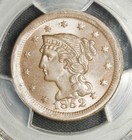 1852 Pcgs Ms-63 Bn Newcomb 8 Braided Hair Large Cent