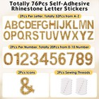 76 Pcs Rhinestone Letter Stickers  2 4 Inch Gold Glitter Alphabet Sticker Wit   