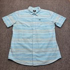 O neill Men s Medium Shirt Size Blue Striped Short Sleeve Standard Fit Button