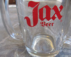 Vintage Rare Jax Beer Double Fisted Handle Heavy Glass Beer Mug