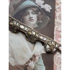 Beautiful Antique Arts N Crafts French Unusual Trim gold Bouillon N Silk Woven