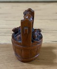 Antique vintage Signed Asian Japanese Finely Carved Wood Rat Mice Netsuke K