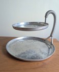 Vintage Two Tier Tray Hammered Aluminum Continental 809 Wild Rose Design