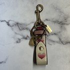 Coach Trigger Snap Key Ring Leather Ca049 Stripe Valentine Heart Bag Charm Fob 