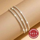 Real 925 Sterling Silver Three-layer Sparkle  Anklet  Bracelet  W  2  Adj  Chain