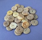 Set Of 10 Vtg White Mother Of Pearl Buttons  2-hole Cat Eye  Carved Outer Circle