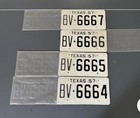 Texas 1957 Tx License Plates- Lot Of 4 Bv-6664 Bv-6665 Bv-6666 Bv-6667- Rare 