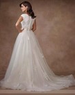 Modest Cap Sleeves Wedding Dress A Line Lace Applique Bridal Gown White Ivory