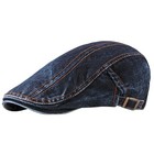 Women Denim Newsboy Hat Cotton Flat Cap Ivy Gatsby Driving Hunting Dark Blue-b