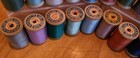 Lot 45 Wooden Spools Vintage Large 2  Sewing Spools All With Thread 