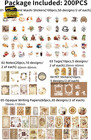 200pcs Vintage Scrapbooking Supplies Pack For Junk Journal Bullet Journals Plann